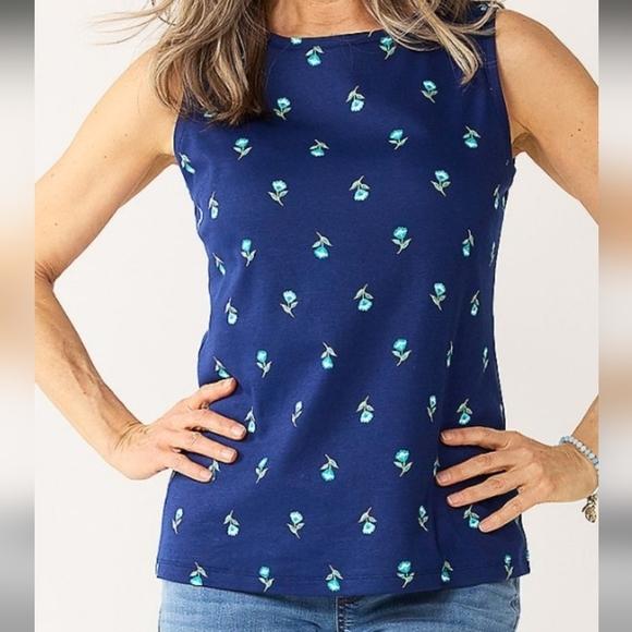 croft & barrow Tops - Croft & BARROW womens sleeveless tank top navy blue floral sz XL NWT